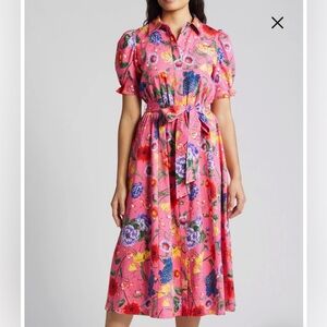 Anne Klein Pink and Purple Puff Sleeve Sundress